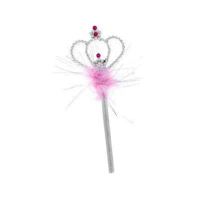 Bagheta printesa pentru copii, Argintie, Model Coronita, 34 cm, ATU-086868 foto