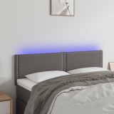 Cumpara ieftin Tăblie de pat cu LED, gri, 144x5x78/88 cm, piele ecologică