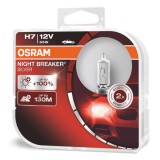 Set 2 becuri cu halogen h7 12v night breaker silver + 100%, OSRAM