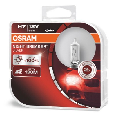 Set 2 becuri cu halogen h7 12v night breaker silver + 100% foto