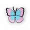 Aplicatie termoadeziva brodata, 36 x 40 mm, Fluture roz deschis si bleu