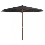 Gossi umbrela de soare de exterior, stalp din lemn, antracit, 350 cm