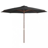 VidaXL Umbrelă de soare de exterior, st&acirc;lp din lemn, antracit, 350 cm