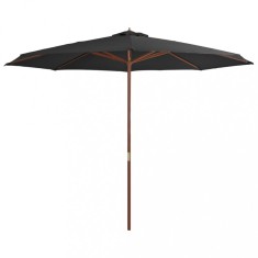 Gossi umbrela de soare de exterior, stalp din lemn, antracit, 350 cm