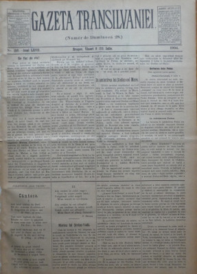 Gazeta Transilvaniei , Numer de Dumineca , Brasov , nr. 150 , 1904 foto