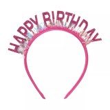 Coronita Decorativa pentru Petreceri, Flippy, Tema Aniversare, Model Happy Birthday, Marime Universala, Roz, Oem
