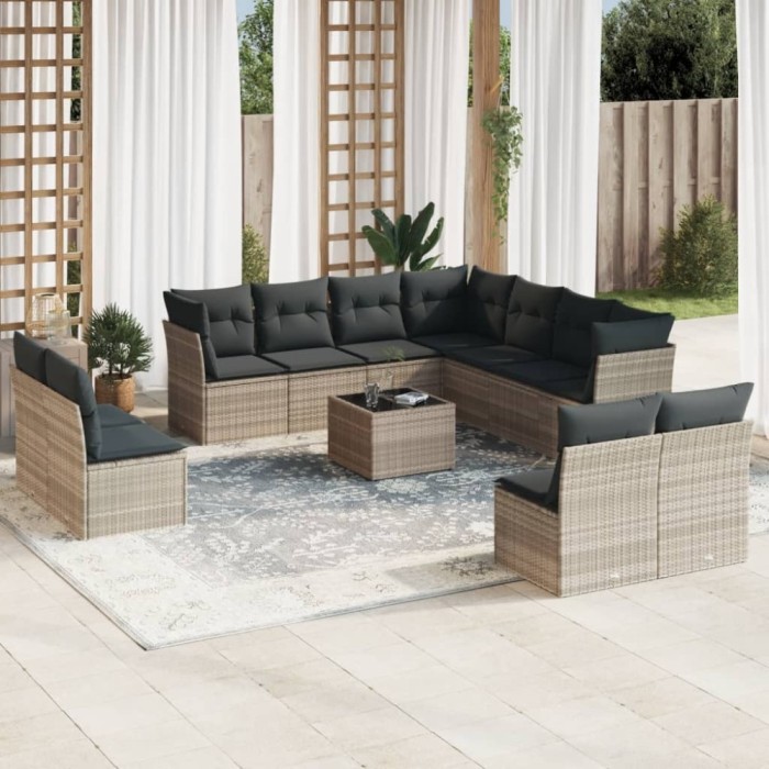 Gossi set canapele de gradina cu perne, 12piese gri deschis poliratan