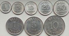 set 8 Brazilia 1, 5, 10, 20, 50 centavos 1, 5, 10 cruzados 1986 - 1988 UNC A025