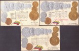 4318 - VENEZUELA, Carti Postale EMBOSATE, cu monede - 5 buc. diferite