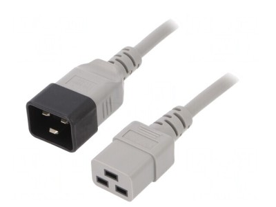 Cablu Alimentare 1m Gri IEC C19 la IEC C20 16A 250V foto