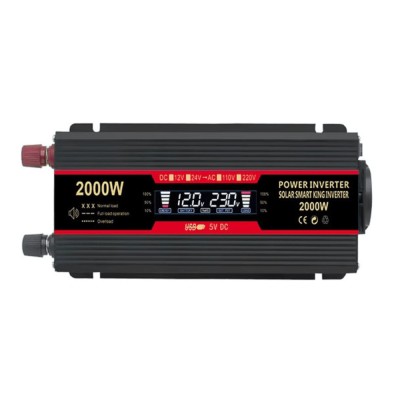 Invertor 12v 220v 2000w Unda Modificata cu Display, 1 Iesire AC Protectie Scurtcircuit 2 USB, Adaptor Auto Inclus foto