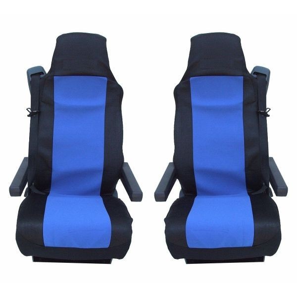 2 x Huse pentru Mercedes Actros Atego Axor Camioane Negru Albastru Textile