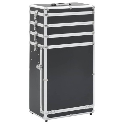 vidaXL Troler de cosmetice, negru, aluminiu foto