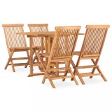Cumpara ieftin Set mobilier de exterior pliabil, 5 piese, lemn masiv de tec