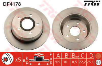 Disc frana JEEP CHEROKEE (XJ) (1983 - 2001) TRW DF4178 foto