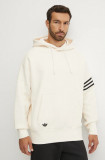 Adidas Originals bluza Neuclassics Hoodie barbati, culoarea bej, cu glugă, cu imprimeu, JF9141