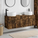 Cumpara ieftin Set dulap baie 3 buc. Stejar fumuriu 157 x 44,5 x 80 cm