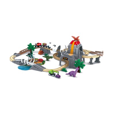 Jucarie din lemn - Tren aventură Dino (61 piese) foto