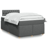 Gossi pat box spring cu saltea, gri inchis, 120x200 cm, textil