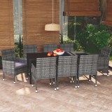 Set de masa pentru gradina cu perne, 9 piese, gri, poliratan GartenMobel Dekor, vidaXL