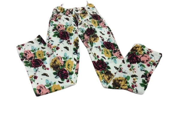 Pantaloni fetita, model flori , marimea 128