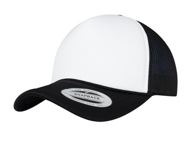 Sapca de baseball din plasa Flexfit Trucker, cozoroc curbat, negru alb - OUTLET foto