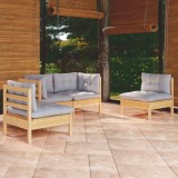 vidaXL Set mobilier grădină cu perne gri, 4 piese, lemn masiv de pin 3096171