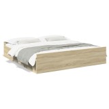 Cumpara ieftin Cadru de pat cu sertare stejar sonoma 200x200 cm lemn prelucrat