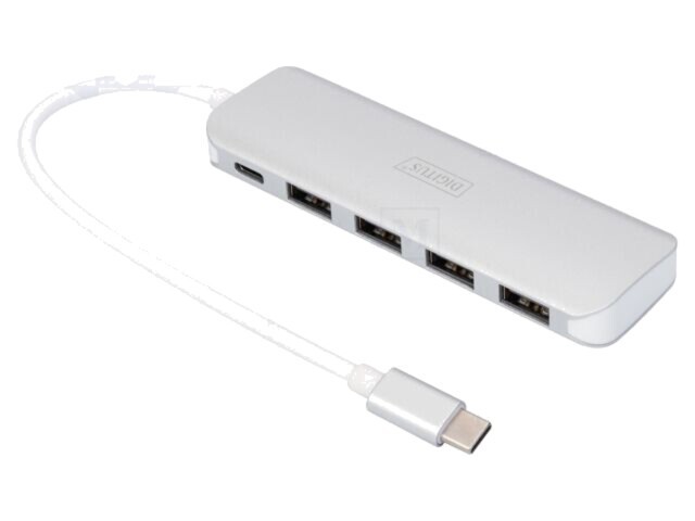 Hub USB DIGITUS USB A x4 și USB C, 0,2m, 5Gbps, gri