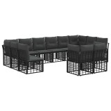 vidaXL Set de canapele de exterior cu pernă 12 pcs Negru și Gri &icirc;nchis 3437589