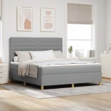 Cumpara ieftin Pat cu arc LED cu headboard Gri deschis 180 x 200 cm tesatura