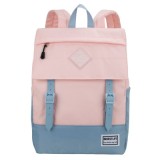 Rucsac scola BESTLIFE Col-Buckles, compartiment tableta si laptop 15.6 inch, roz/gri