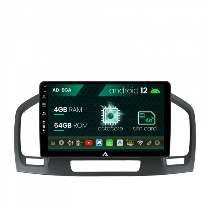 Navigatie Opel Insignia (2008-2013), Android 12, A-Octacore 4GB RAM + 64GB ROM, 9 Inch - AD-BGA9004+AD-BGRKIT254