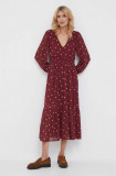 Cumpara ieftin Pepe Jeans rochie culoarea bordo, midi, evazati