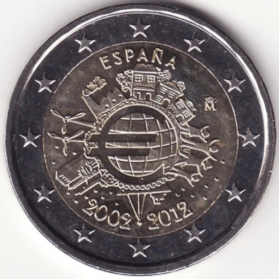 Moneda Spania - 2 Euro 2012 - 10 ani de Euro foto