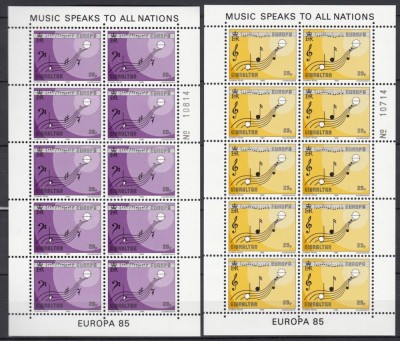 GIBRALTAR 1985 - EVENIMENTE , ANUL MUZICAL EUROPEAN EUROPA CEPT ,2 COLITE MNH foto