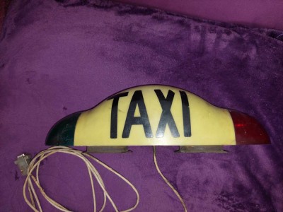 Reclama veche luminoasa TAXI,Reclama veche de colectie cu magneti de fixare foto