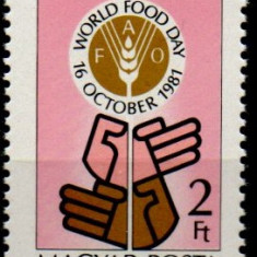 UNGARIA 1981, Ziua Mondială a Alimentației, FAO, MNH, serie neuzata