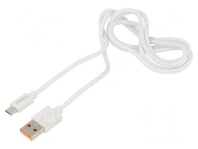 Cablu USB 2.0 A la Micro B 1m Alb 480Mbps foto