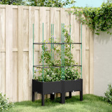 Jardiniera de gradina cu spalier, negru, 80x40x142,5 cm, PP GartenMobel Dekor, vidaXL