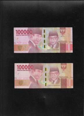 Set Indonezia 2 x 100000 100.000 rupiah rupii 2016 semnaturi diferite foto