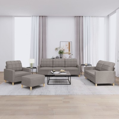 vidaXL Set de canapea cu perne, 4 piese, gri taupe, material textil 3201257 foto