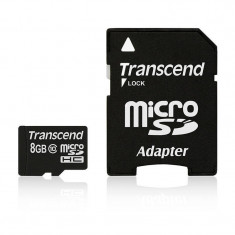 Card Transcend microSDHC 8GB Class 10 cu adaptor SD foto