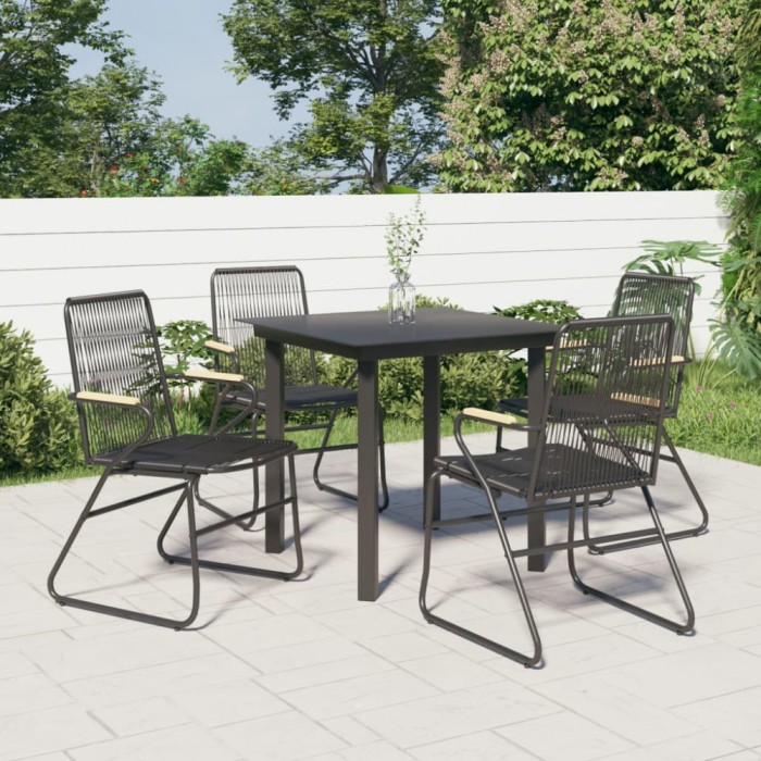 vidaXL Set mobilier de grădină, 5 piese, negru, ratan PVC 3060274