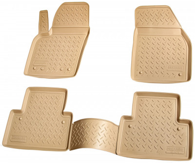 Set de 4 covorase bej cauciuc 3D stil tavita premium pentru Volvo S40, V50 2004-2012 foto