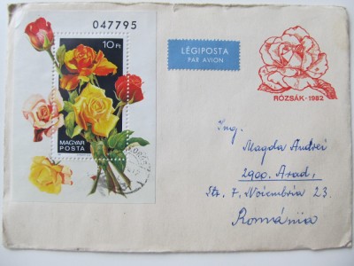 FDC , Trandafiri , Ungaria , 1982 - circulata foto