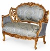 Sofa baroc din lemn auriu cu tapiterie matase bleu CAT-51, Sufragerii si mobilier salon