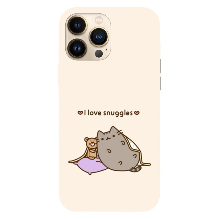 Husa compatibila cu Apple iPhone 14 Pro Max, Viceversa, model I love snuggles Pusheen , Silicon, TPU