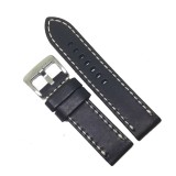 Curea de ceas Robusta - Barington - Culoare Neagra, Cusatura Alba - 24mm - WZ4004, Time Veranda