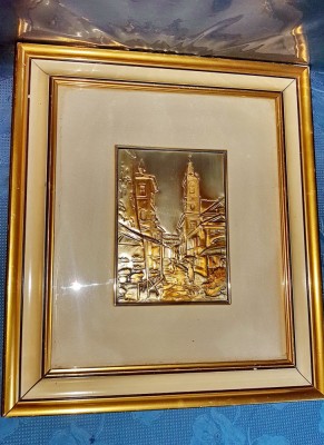 D673-Tablou S. NICLA Basorelief relief strada oras editie limitata pictat mana. foto